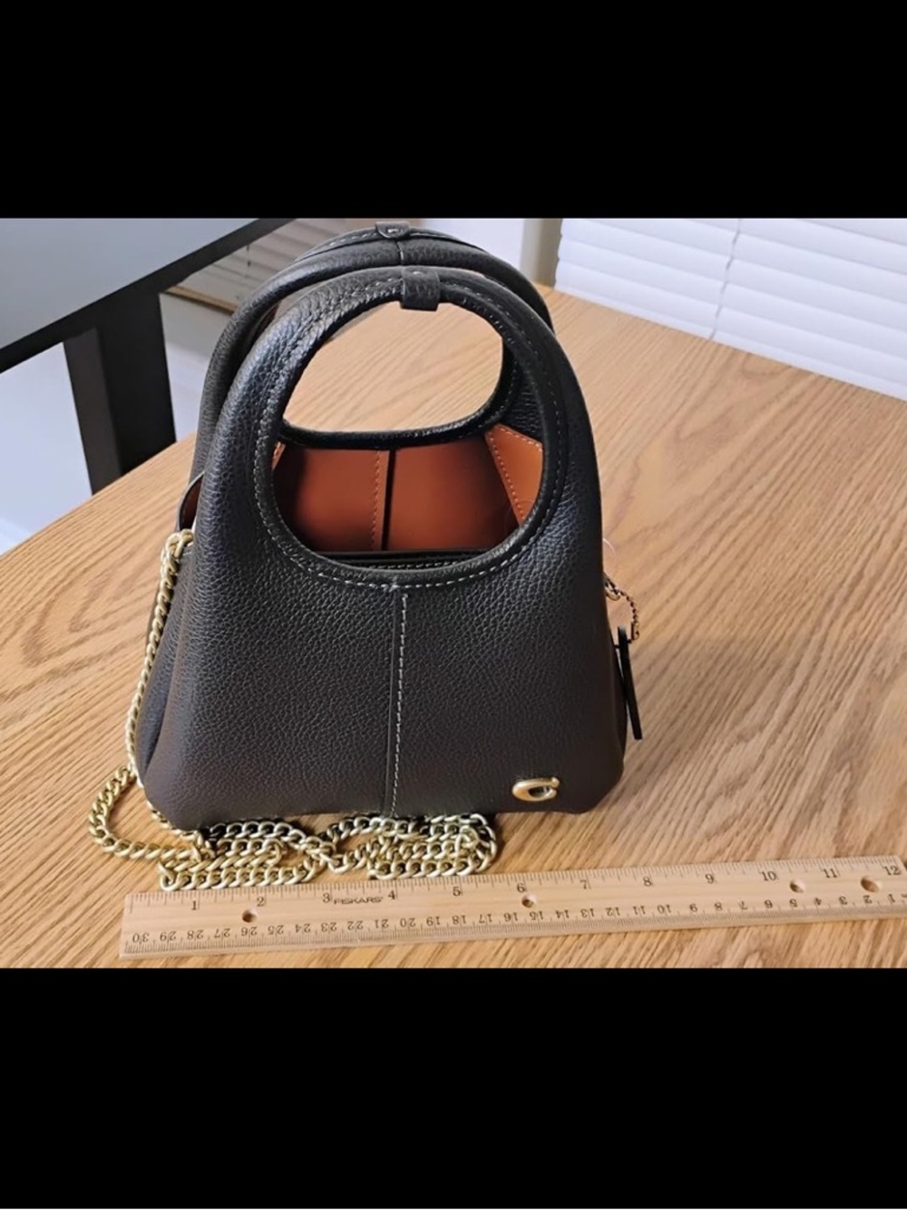 New Coach Black Pebbled Leather Lana 19 Mini Handbag with Gold Accent - Picture 8 of 11